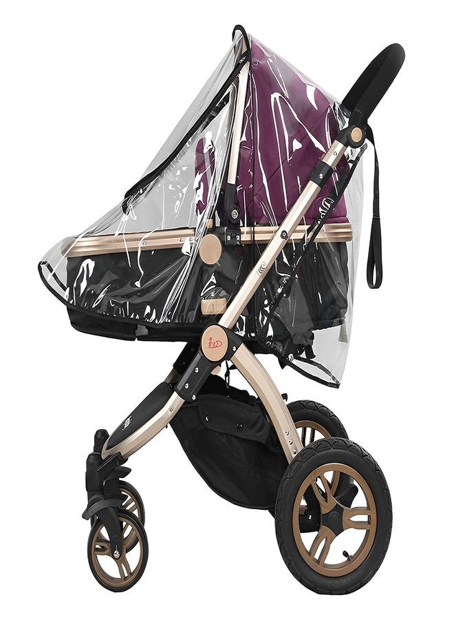 Glomora Foldable Stroller Rain Cover - Universal Fit for Small & Medium Umbrella Strollers, Durable Black Binding & Zipper Window (55x75x40cm) - Image 1